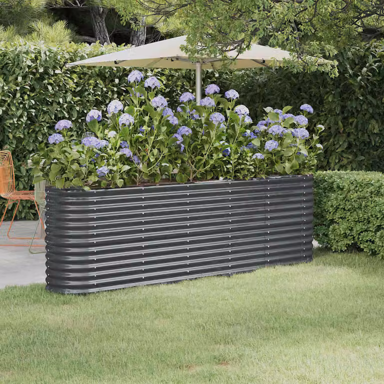 Letto da giardino rialzato vidaXL in acciaio zincato colore antracite L: 224 cm, P: 40 cm, H: 68 cm