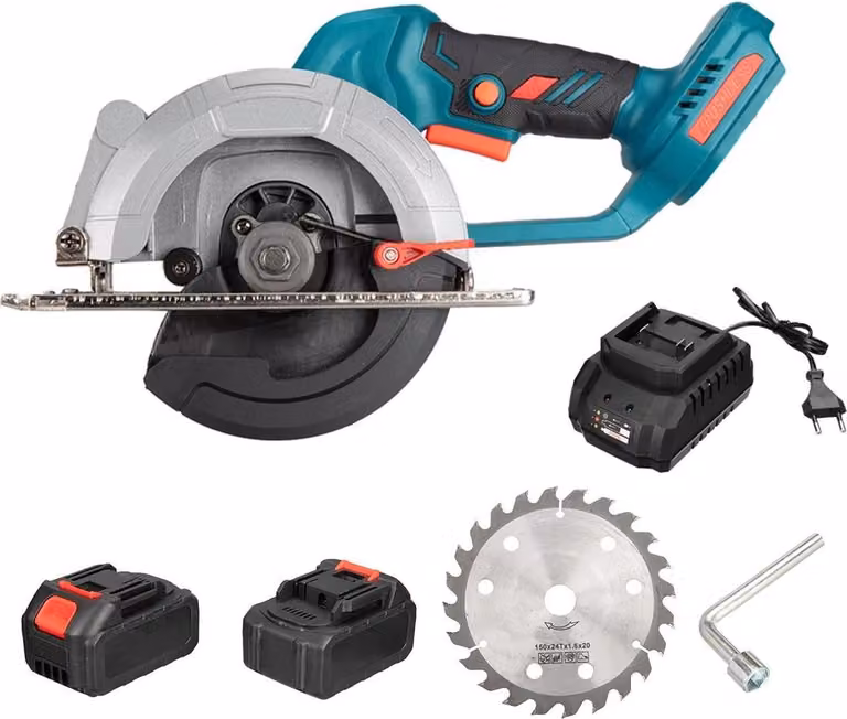 Sega circolare portatile a batteria - Diametro disco da 150 mm - Motore brushless da 18V - 800W - 6800 giri/min - Profondità di taglio di 51 mm - 2 batterie