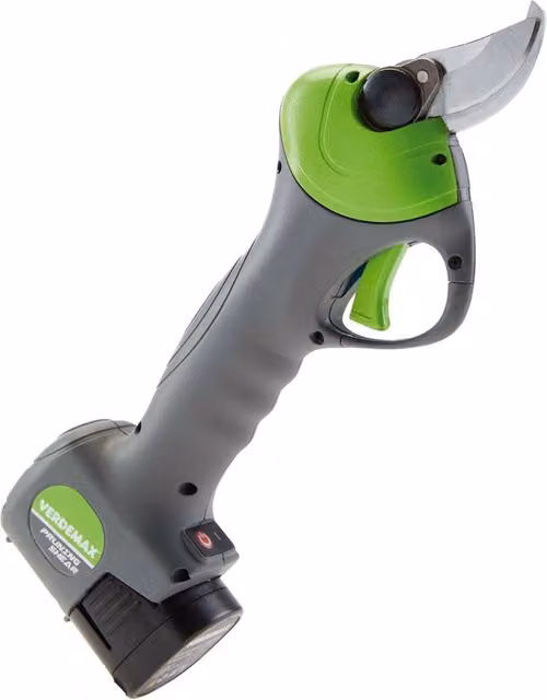 Forbice a batteria per potatura Verdemax FE16 con batteria ricaricabile e caricabatterie rapido, verde e grigio
