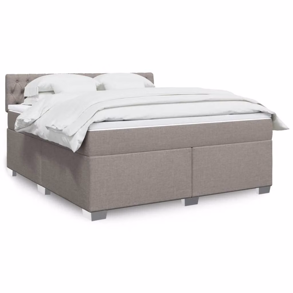 vidaXL Giroletto a Molle con Materasso Ibrido in Tessuto Tortora L/P/H: 180 x 200 cm