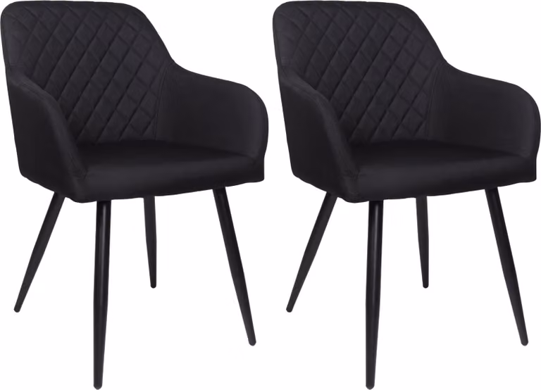 Set di 2 sedie da sala da pranzo ALBATROS SILA, nero - Sedia imbottita moderna ed elegante, confortevole - Elegante sedia da cucina, sedia da sala da pranzo o sedia da tavolo da pranzo in stile retrò