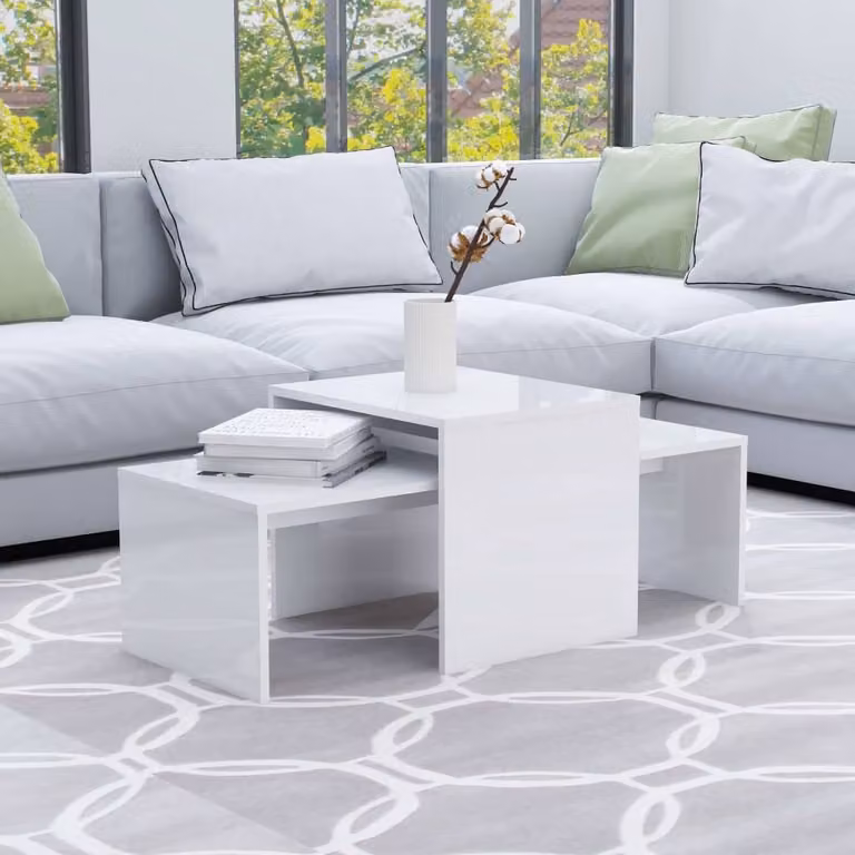 Maison Exclusive - Set tavolino bianco lucido 100x48x40 cm Materiale ligneo