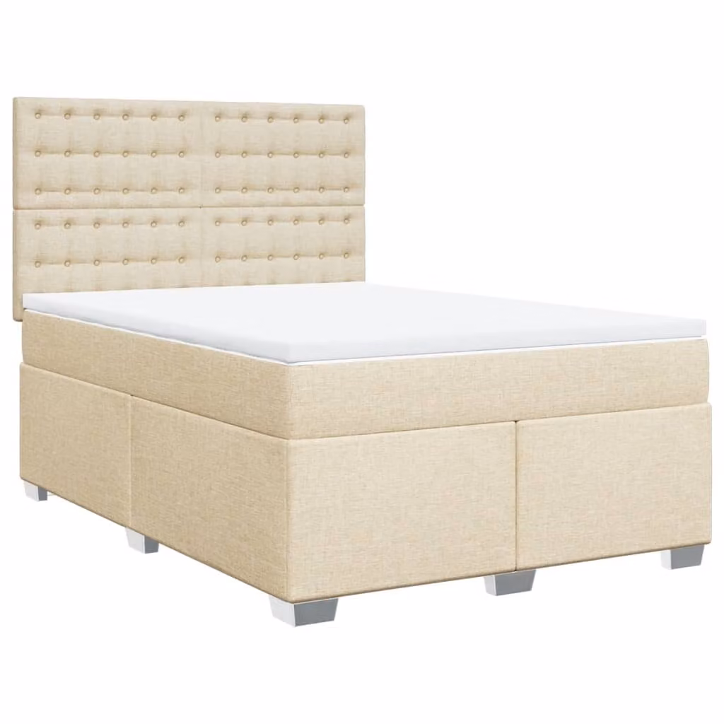 Giroletto a Molle con Materasso Crema 140x19 cm in Tessuto