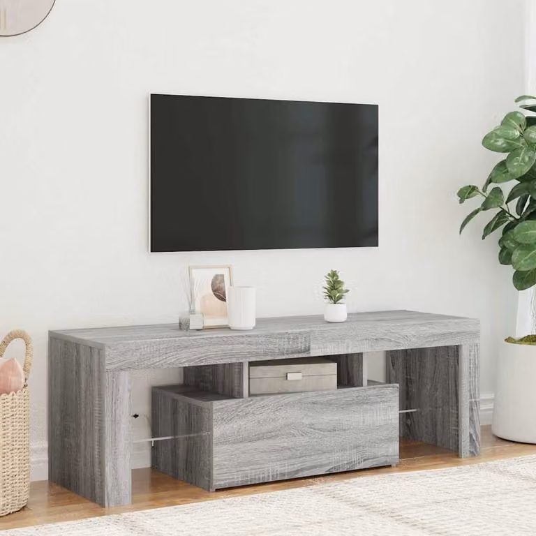 vidaXL Mobile Porta TV con Luci LED Grigio Sonoma L: 120 cm, P: 35 cm, H: 40 cm