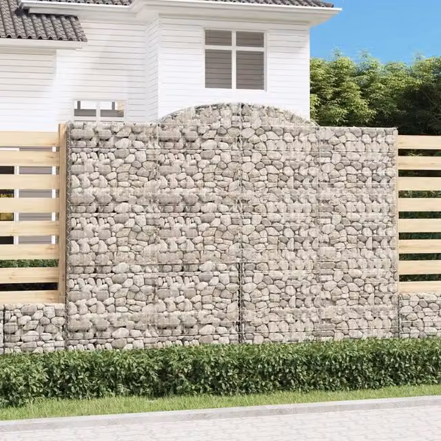 Set di 6 Cesti Gabbioni ad Arco vidaXL in Acciaio Zincato Argento L: 300 cm, P: 50 cm, H: 220/240 cm