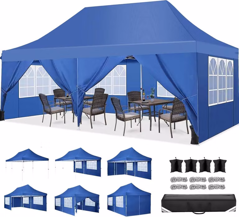 COBIZI Gazebo pieghevole 3x6m impermeabile invernale con pareti laterali Sandbag