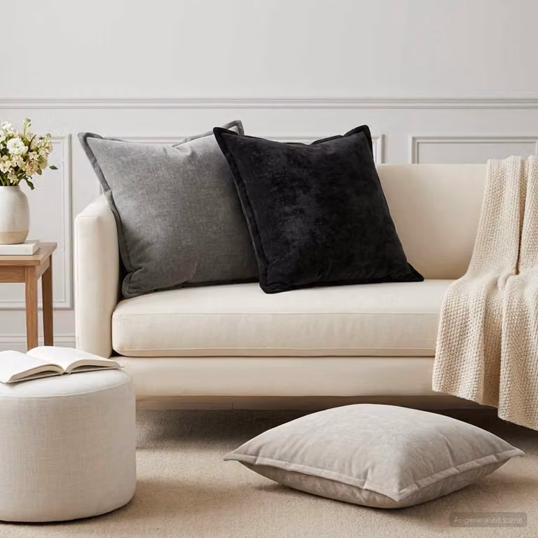 Set di 2 federe vidaXL HOUTEN in tessuto chenille grigio, L 55 x L 55 cm