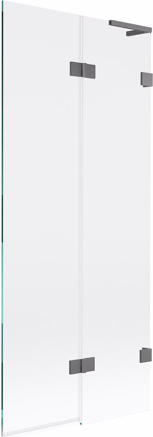 Mexen Lunar L paratia da bagno a 2 ante destra 80 x 150 cm, trasparente, metallo canna di fucile - 897L-080-100-95-00-P