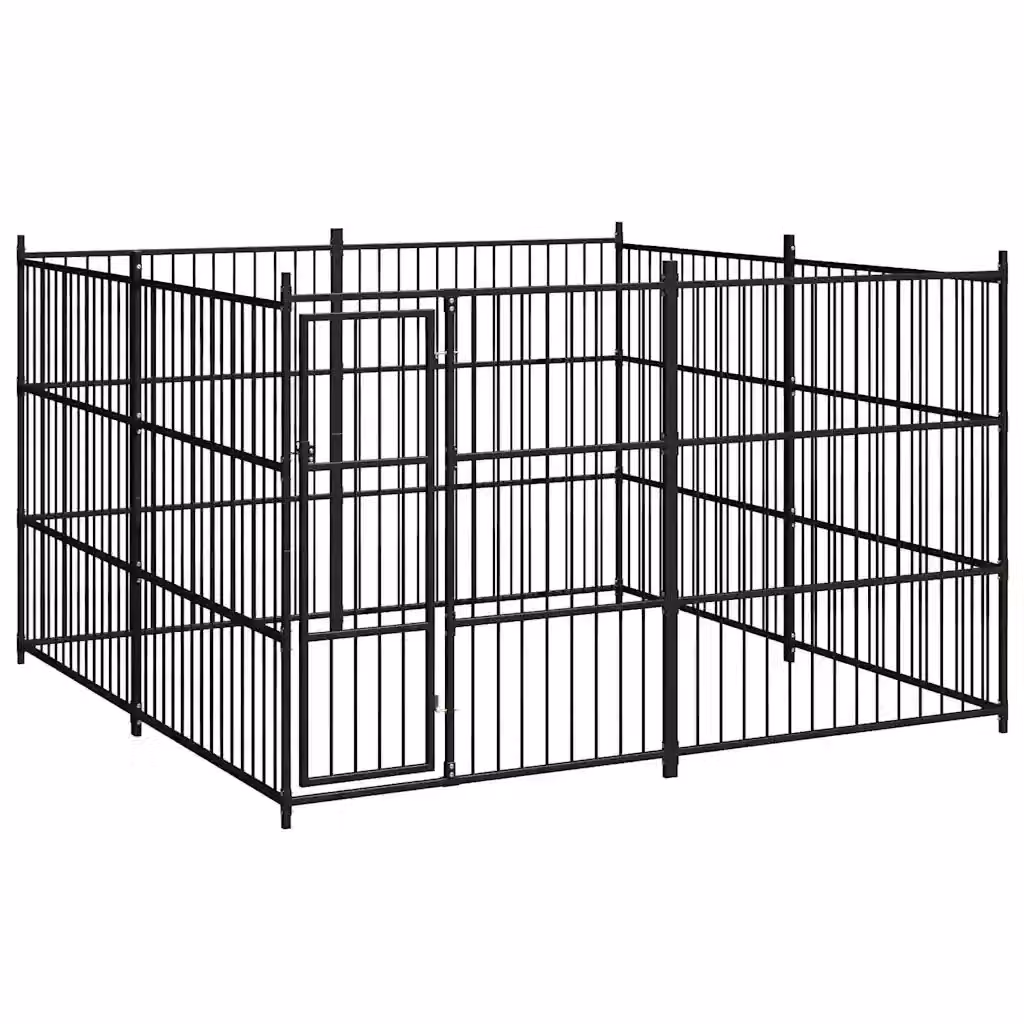 Canile da esterno vidaXL in metallo nero opaco L/P/H: 300 x 300 x 185 cm – 2