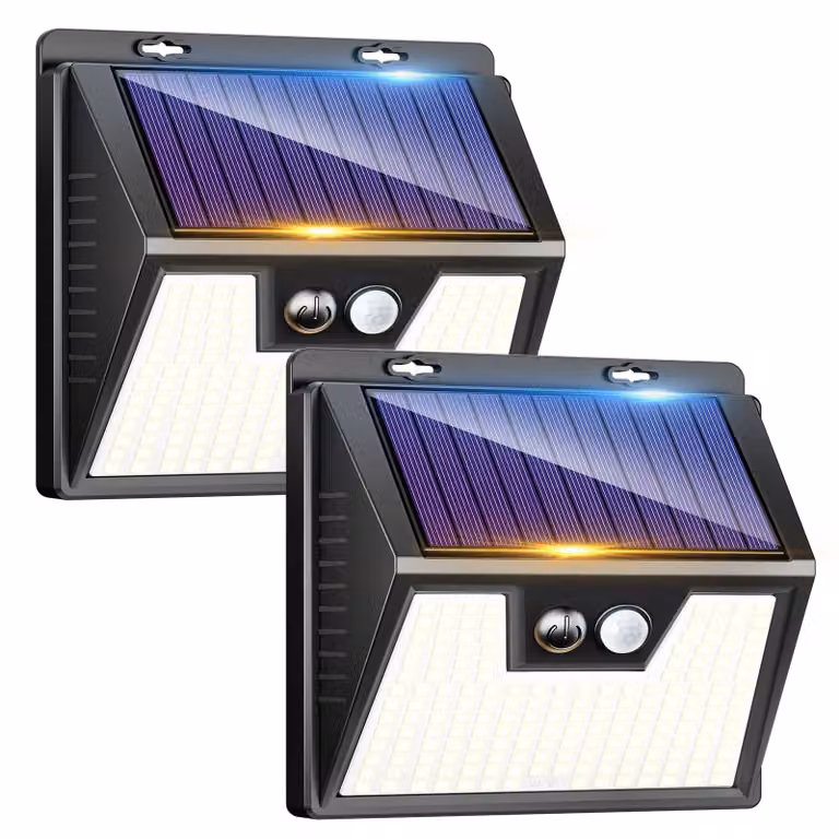 Lampade solari, confezione da 2, con sensore di movimento, 176 LED, grado di protezione IP65, 3 modalità