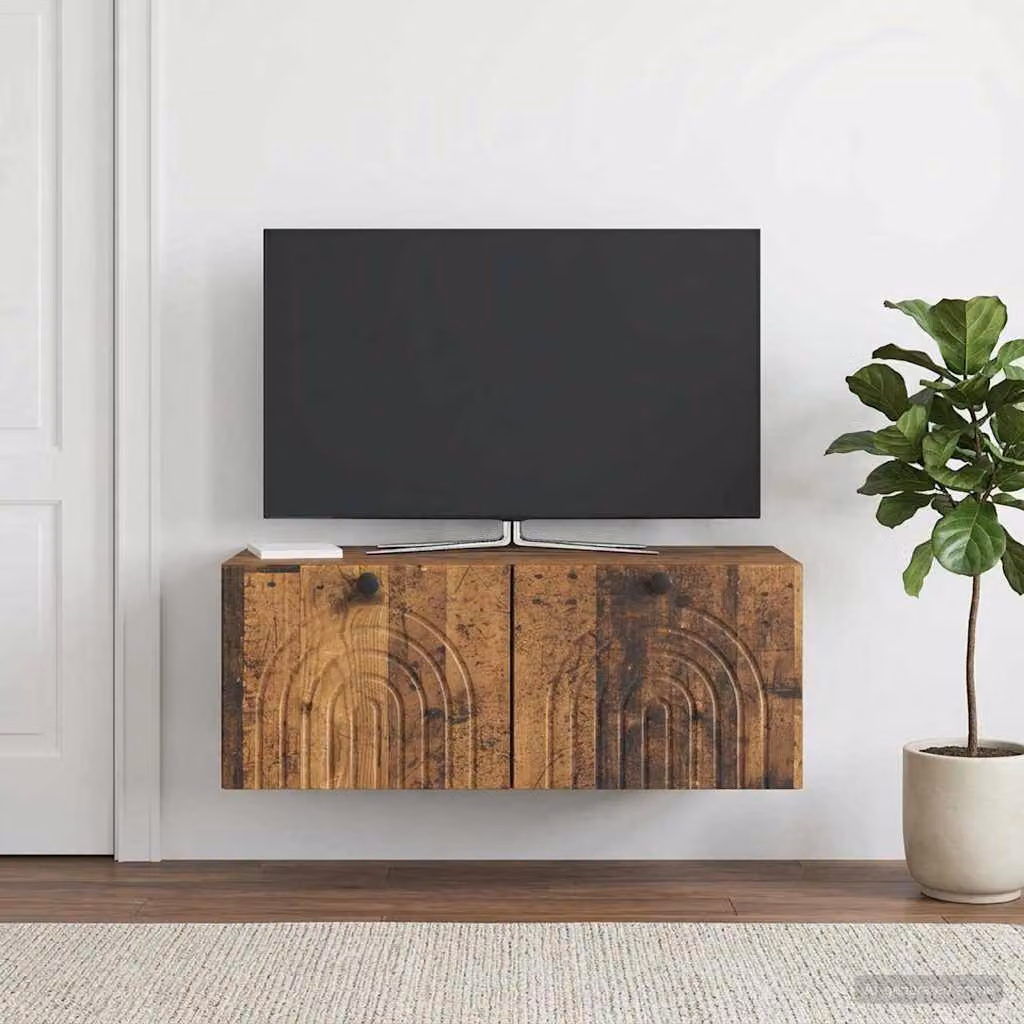 vidaXL Mobile Porta TV da Muro Moderno in Legno Antico Marrone L: 78,5 cm, P: 41 cm, H: 30 cm