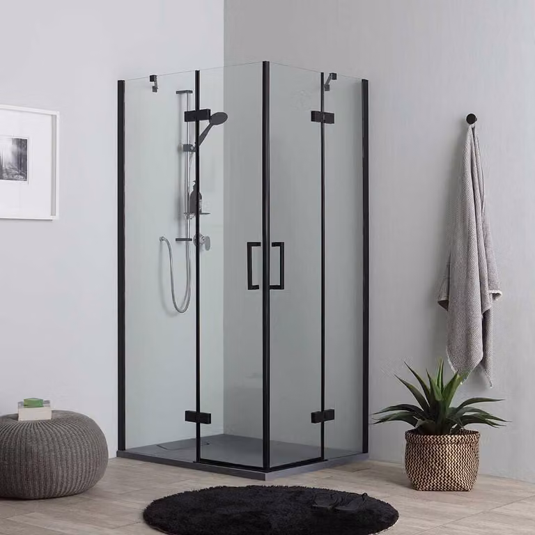Box doccia 120x80 nero doppia porta battente in cristallo 6mm | London