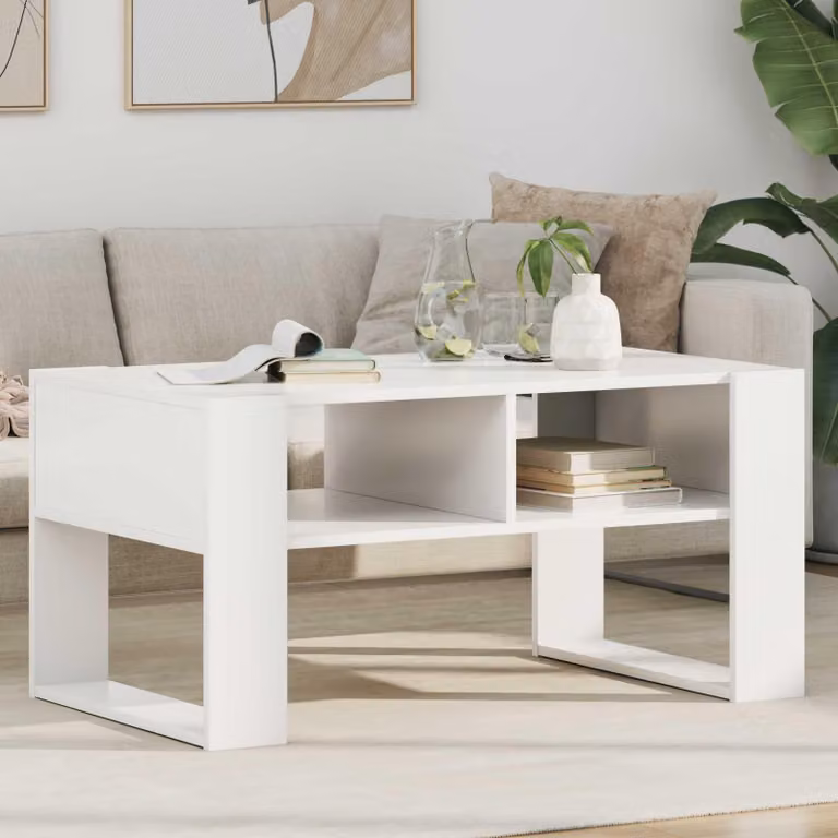 Maison Exclusive - Tavolino bianco, dimensioni 92 x 53 x 45 cm, realizzato in materiale composito di legno