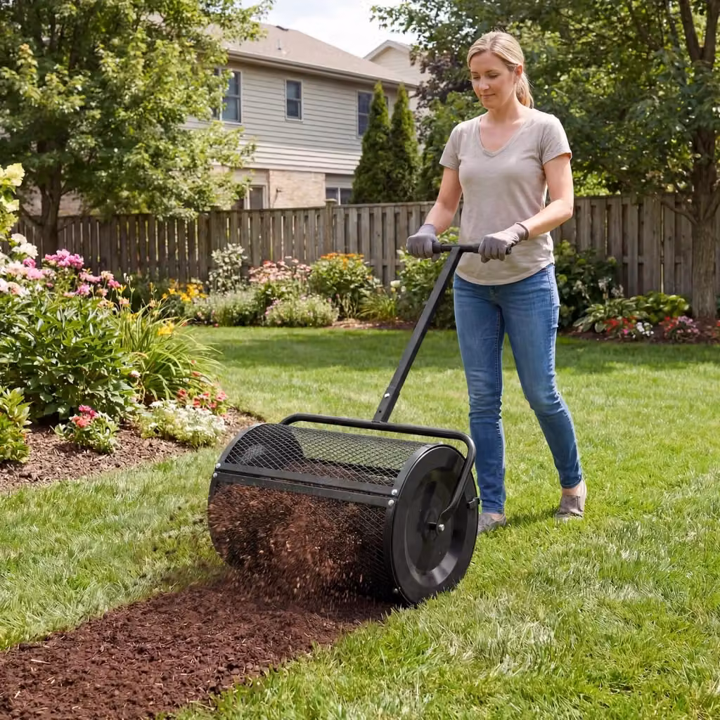 Spargitore manuale di compost e letame con manico a T per giardino e semina, Nero – 2