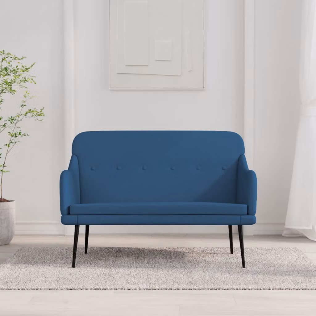 Panca blu vidaXL con braccioli in tessuto e struttura in metallo L: 110 cm, P: 76 cm, H: 80 cm