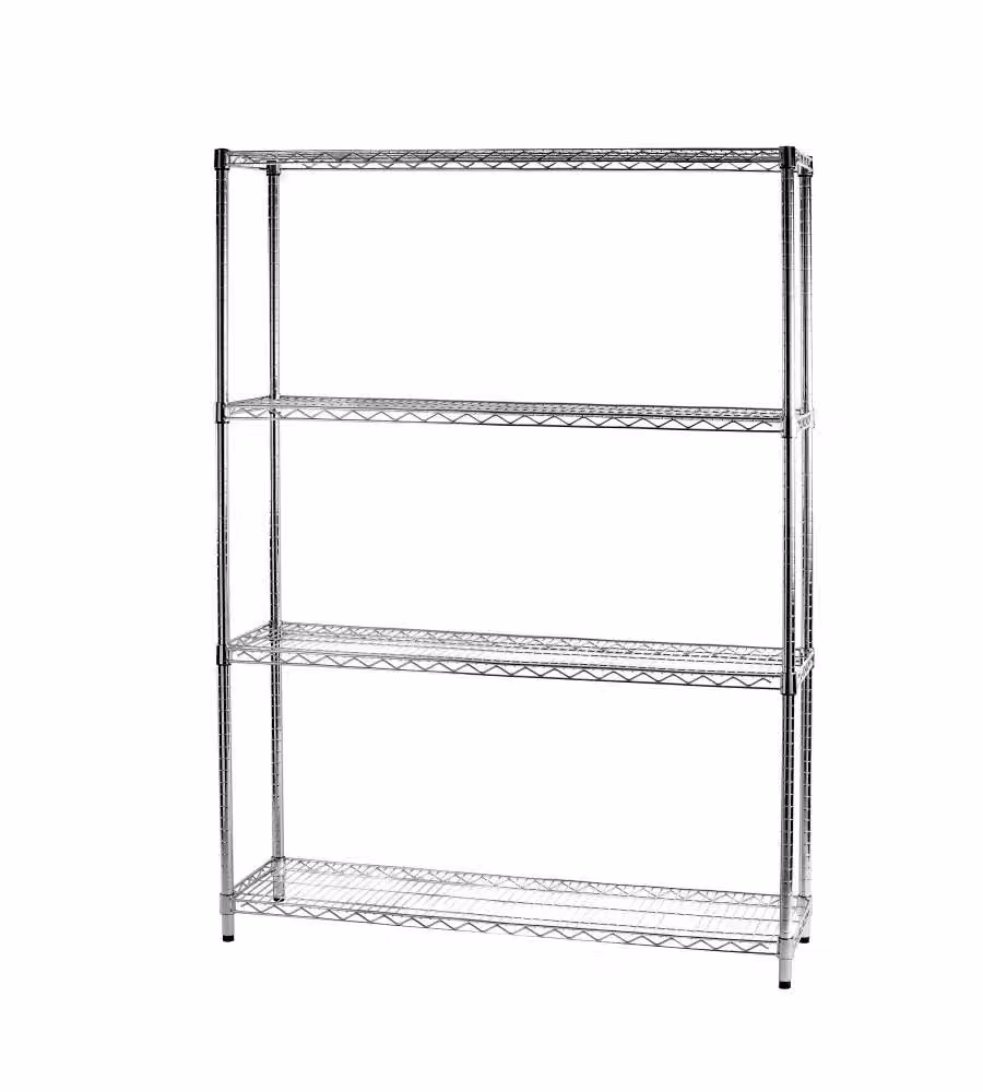 Scaffale metallico Archimede Serena Group con 4 ripiani regolabili, colore argento, L: 121 cm, P: 36 cm, H: 168 cm