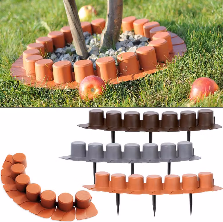 Deuba Bordo per Giardino 4,05m Recinzione Prato Bordatura Aiuole Palizzata Orto Piante Terracotta