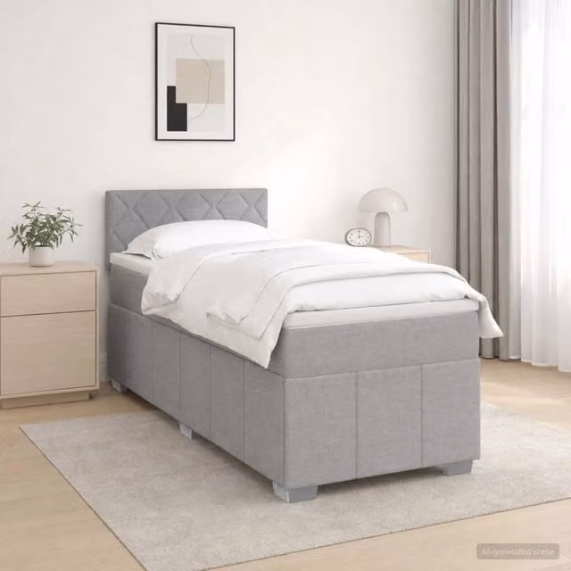 Letto box spring con materasso vidaXL Grigio Chiaro e Bianco L/P/H: 200 x 80 x 34,5 cm