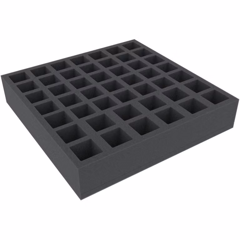 Inserto in schiuma a 47 scomparti, 285x285x55 mm, per giochi da tavolo
