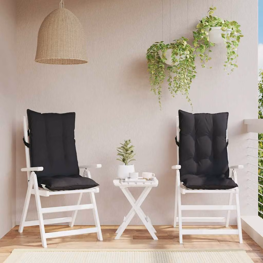 Set di 2 cuscini per sedia con schienale alto vidaXL in tessuto Oxford nero, traspiranti e idrorepellenti