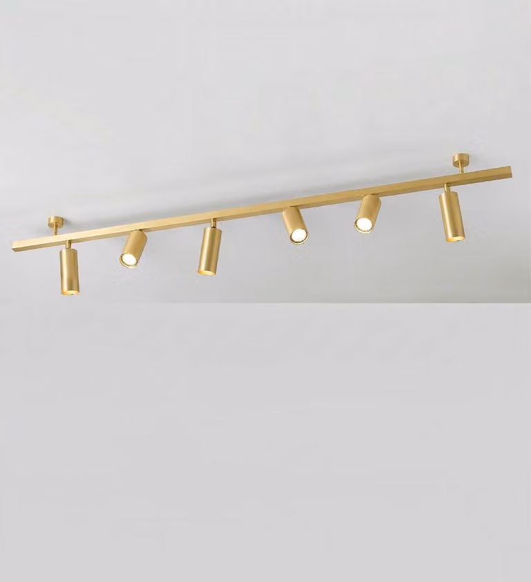 Cremasco Plafoniera 7535, ottone satinato, a 6 luci, GU10 dimmerabile, Ottone / Oro, Soggiorno / Sala da pranzo, Ottone, Moderno, Downlight