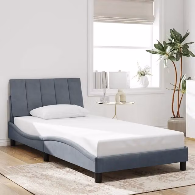 Giroletto Hanko VIDAXL in Velluto Grigio Scuro senza Materasso L/P: 100 x 200 cm