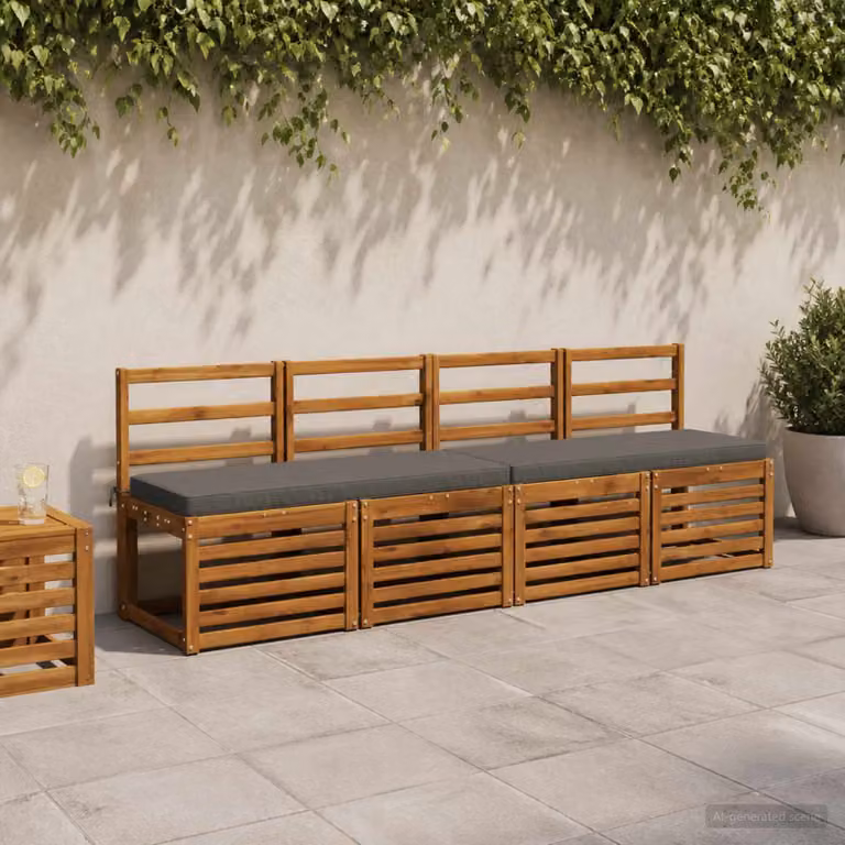 Set di 2 cuscini per panchina vidaXL VUGHT grigi in poliestere con rivestimento rimovibile e resistente ai raggi UV
