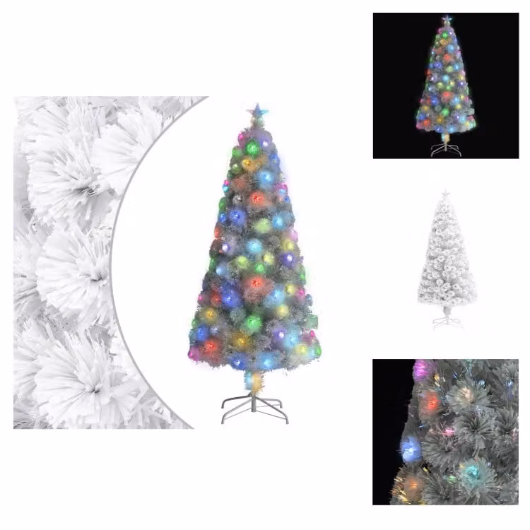 vidaXL Albero di Natale artificiale con illuminazione bianco 150cm in fibra di vetro - Alberi di Natale