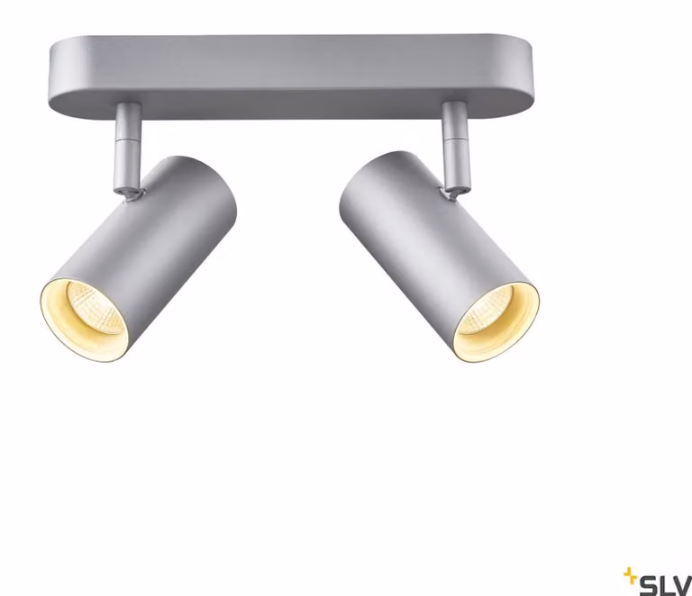 Noblo CW faretto da parete e soffitto LED dimmerabile argento opaco a 2 luci