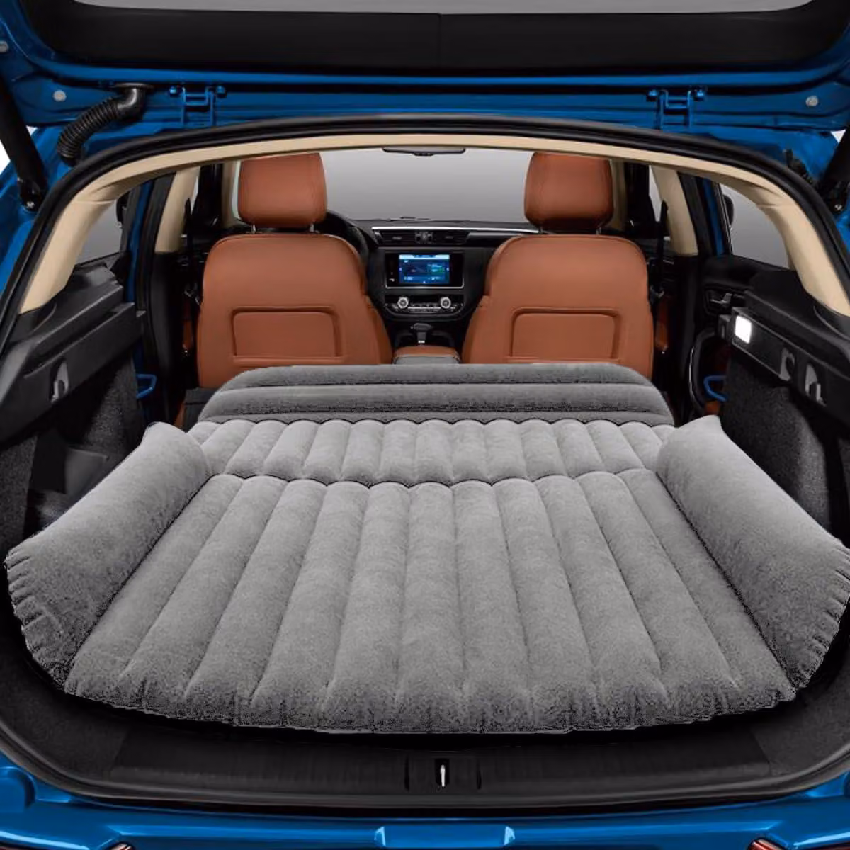 Materasso gonfiabile per auto, materasso ad aria per auto con pompa ad aria, materasso ad aria più spesso per SUV, letto gonfiabile per campeggio, viaggi e attività all'aperto, colore grigio