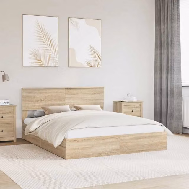 Letto con Contenitore con cassetto Rovere Sonoma 160 x 200 cm 3410779