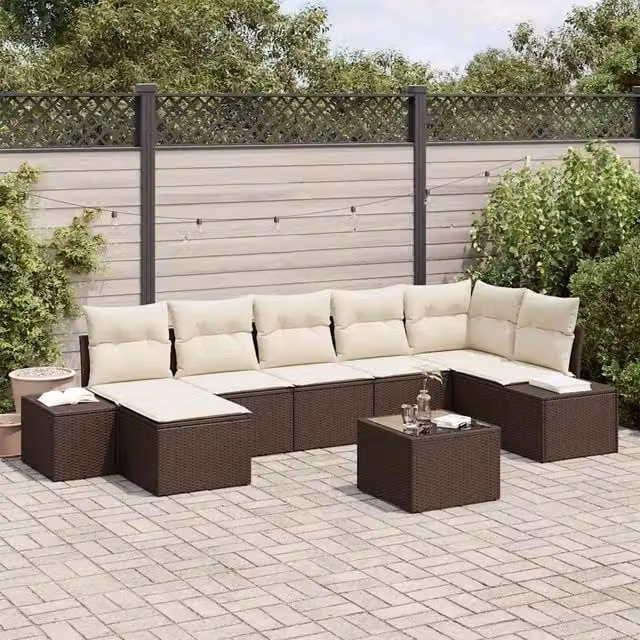 Set Divano da Giardino 8 pz Marrone polyrattan 3347158