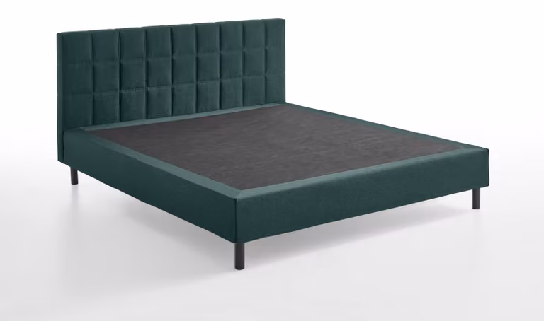 Letto contenitore con struttura in legno a listelli, senza materasso, colore verde, dimensioni 160x200 cm