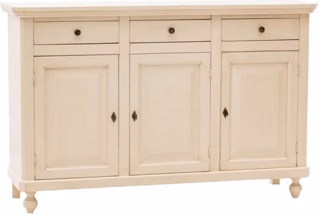Madia credenza shabby chic con 3 ante in legno color avorio Mobili 2G L/P/H: 150 x 43 x 98 cm