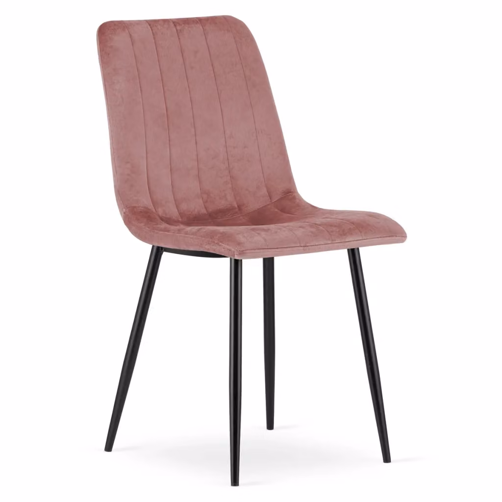 Set di 4 sedie moderne in velluto rosa con gambe in metallo nero Kendra Home – 2