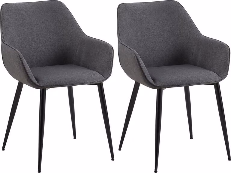 set di 2 sedie da pranzo - Poltrona - Struttura robusta, elevato comfort | Colore: grigio scuro, Materiale: polvere