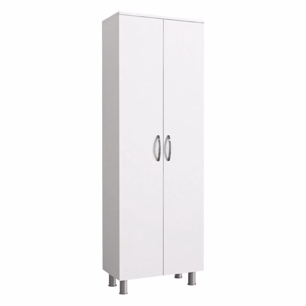 Armadio Multiuso Vincent DMORA con 2 Ante e 5 Ripiani, Bianco, L: 59 cm, P: 32 cm, H: 162 cm – 2