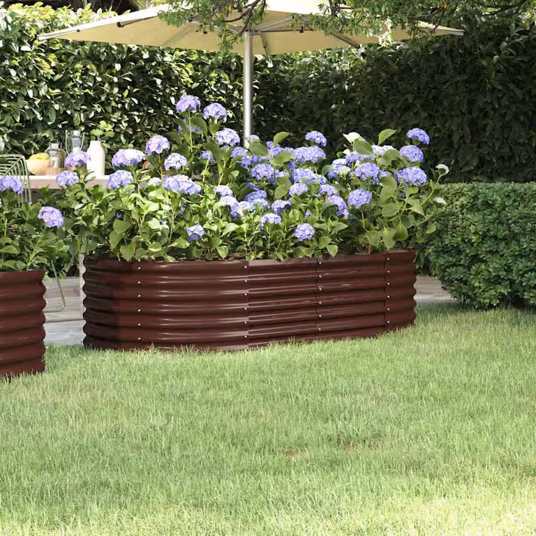 Letto da giardino rialzato vidaXL in acciaio zincato marrone L: 152 cm, P: 80 cm, H: 36 cm