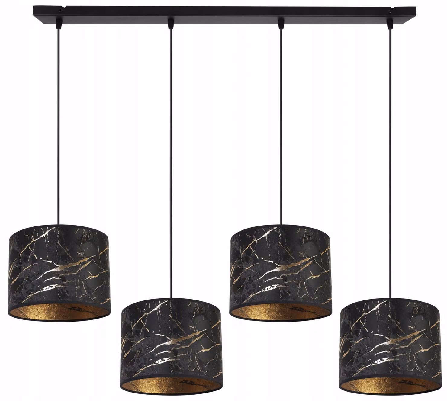 Lampada a sospensione, lampadario, paralume, motivo dorato