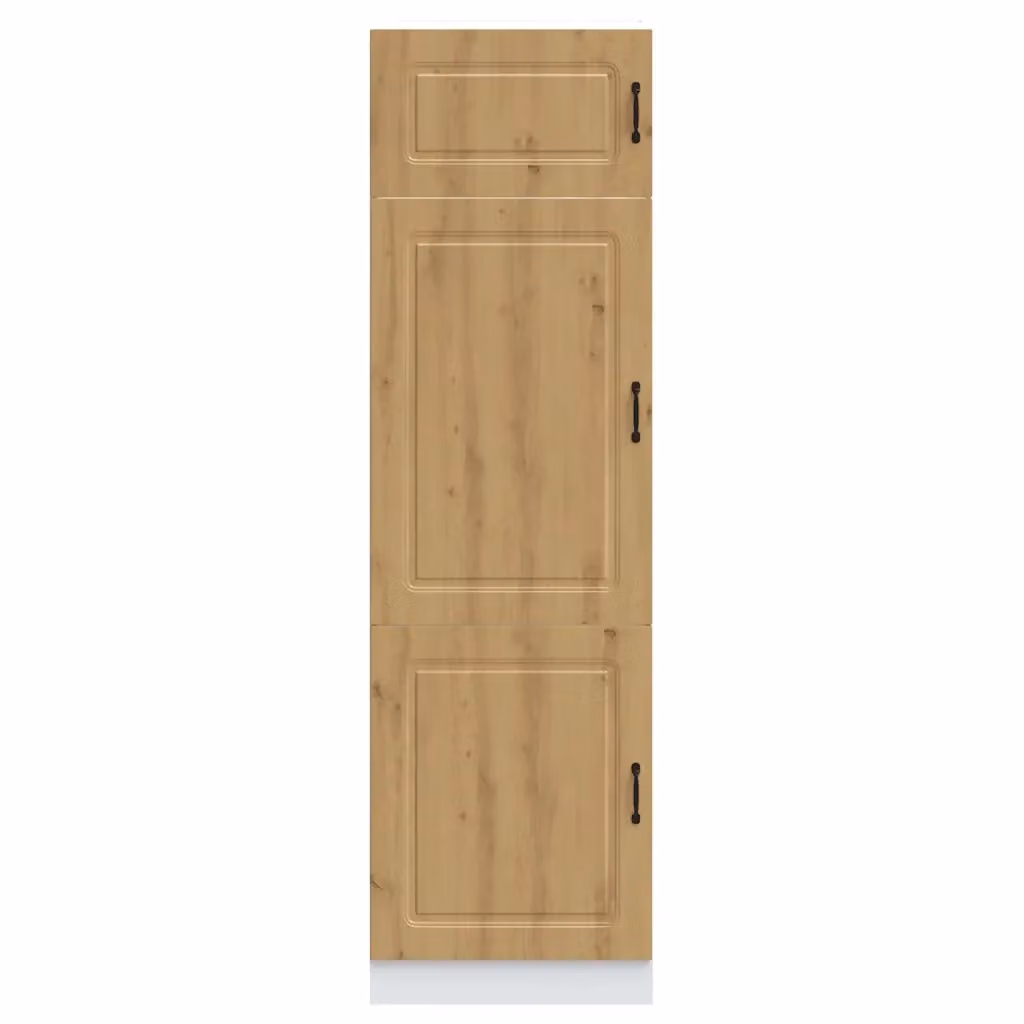 Mobile da cucina Kalmar con piedini regolabili in rovere, colore marrone, L: 60 cm, P: 57 cm, H: 207 cm – 2