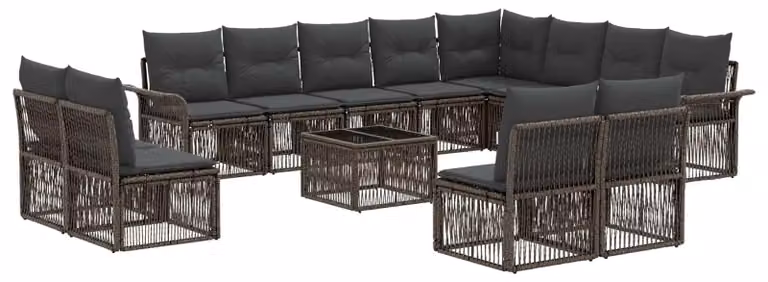 Set Divano da Giardino 13 pcs Grigio polyrattan