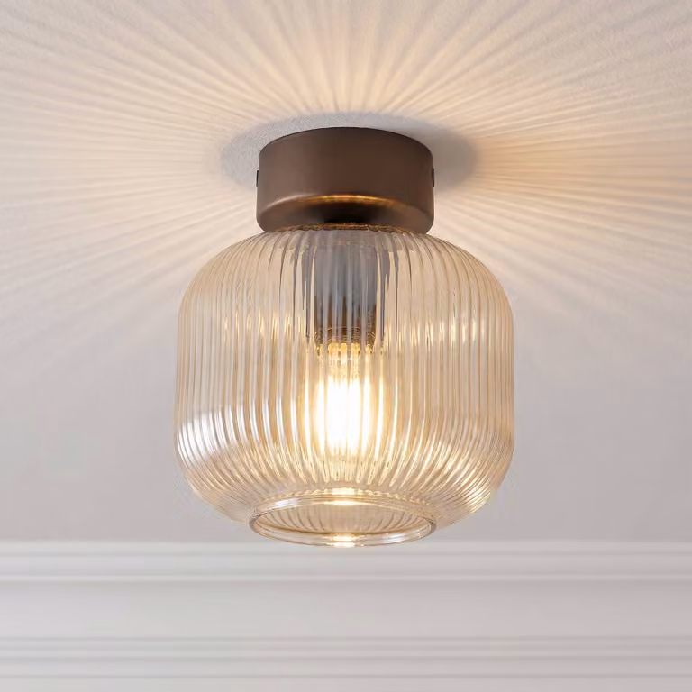 Plafoniera soffitto Salvia TK Lighting, dimmerabile, Marrone / Ruggine, Soggiorno / Sala da pranzo, Vetro, Plafoniera