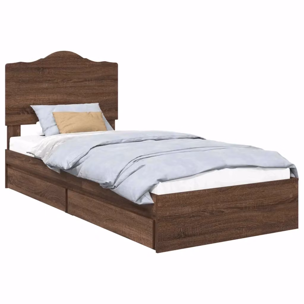 Letto con Contenitore e Testiera vidaXL in Legno Marrone L 190 x L 80 cm – 2