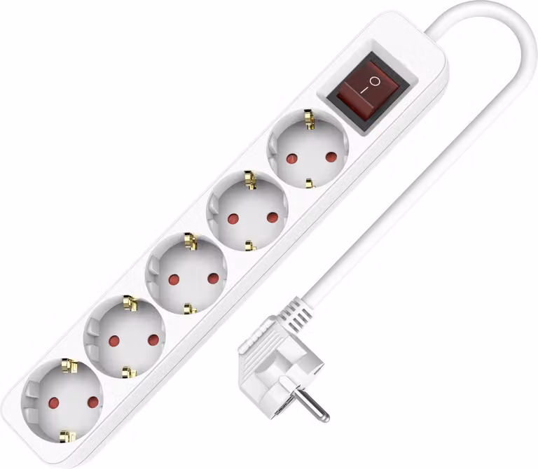 Presa di corrente a 5 vie Schuko 1,5 m con interruttore 250V 16A