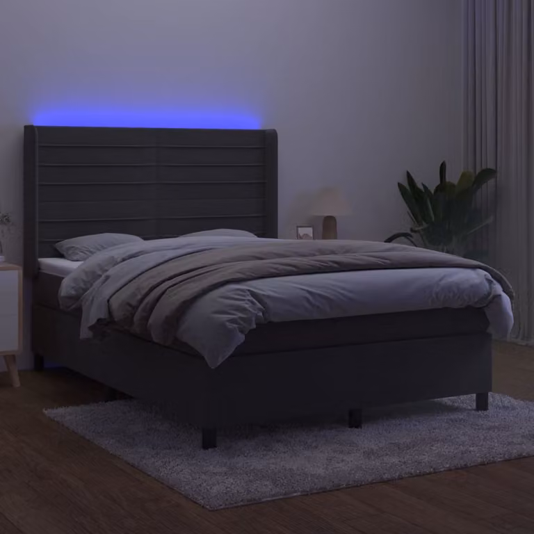 Maison Exclusive - Letto a Molle con Materasso e LED Grigio Scuro 140x200 cm