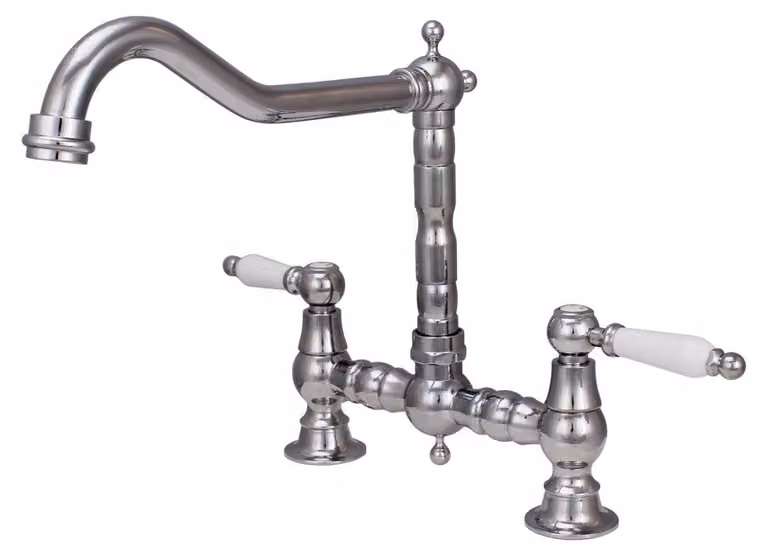 Miscelatore da cucina in stile vintage, cromato con maniglia bianca, serie Heritage Aquanello
