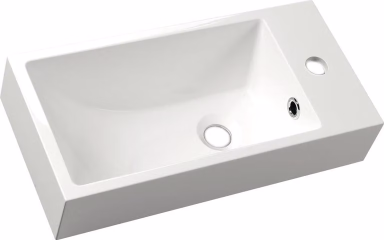 Lavabo in marmo fuso ARIANE 50 x 10 x 25 cm, bianco, angolare a destra WC ospiti