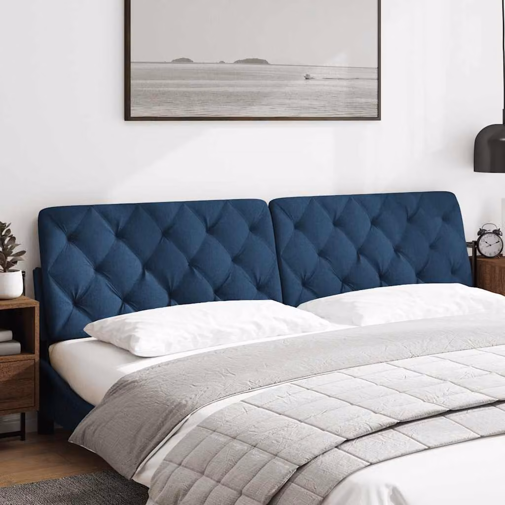 vidaXL Cuscino Testiera Blu 200 cm in Tessuto
