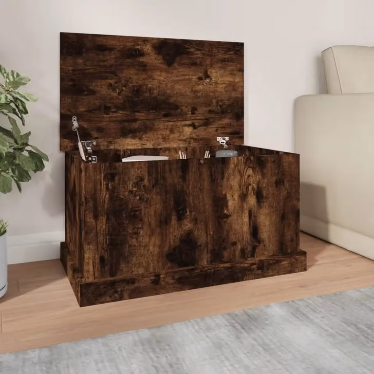Contenitore vidaXL in legno multistrato Rovere Fumo, colore marrone, L 70 cm x P 40 cm x H 38 cm