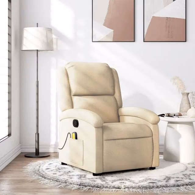 Poltrona Reclinabile Relax vidaXL in Tessuto Beige con Braccioli